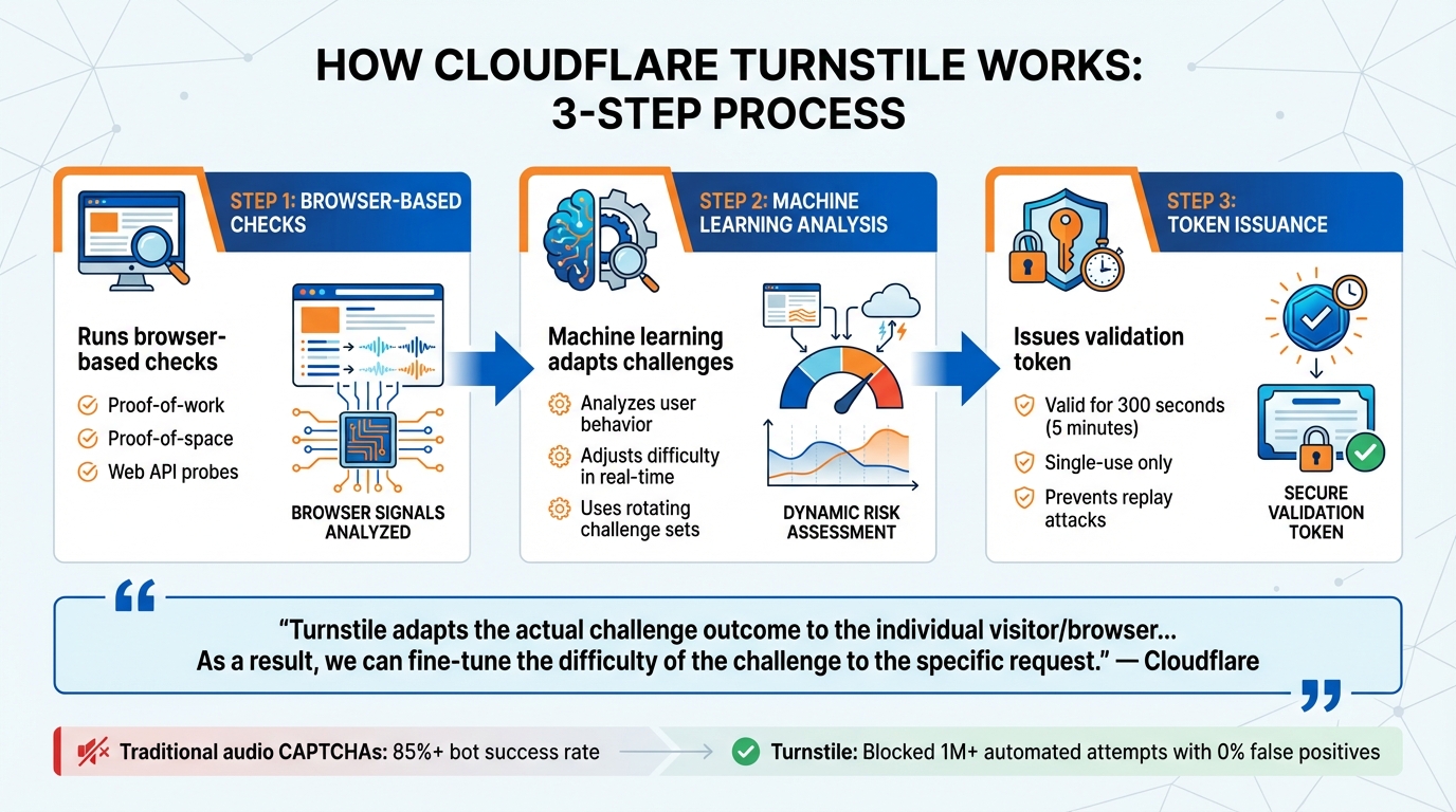 How Cloudflare Turnstile Works: 3-Step Verification Process