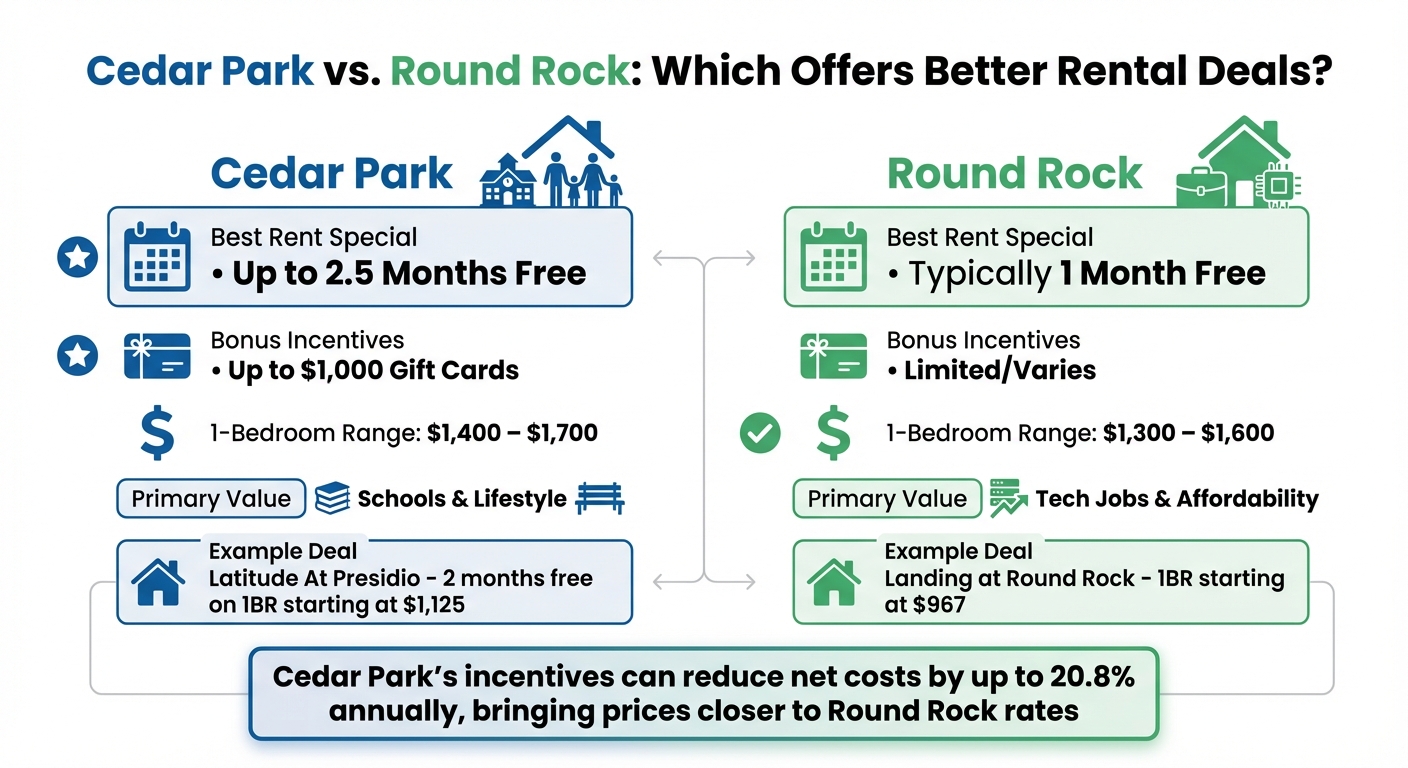 Cedar Park vs Round Rock Apartment Deals Comparison February 2026