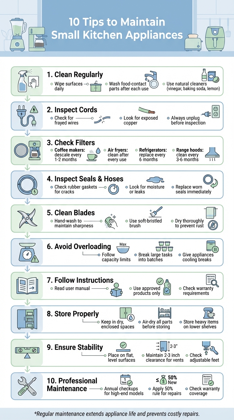 10 Essential Tips for Maintaining Small Kitchen Appliances