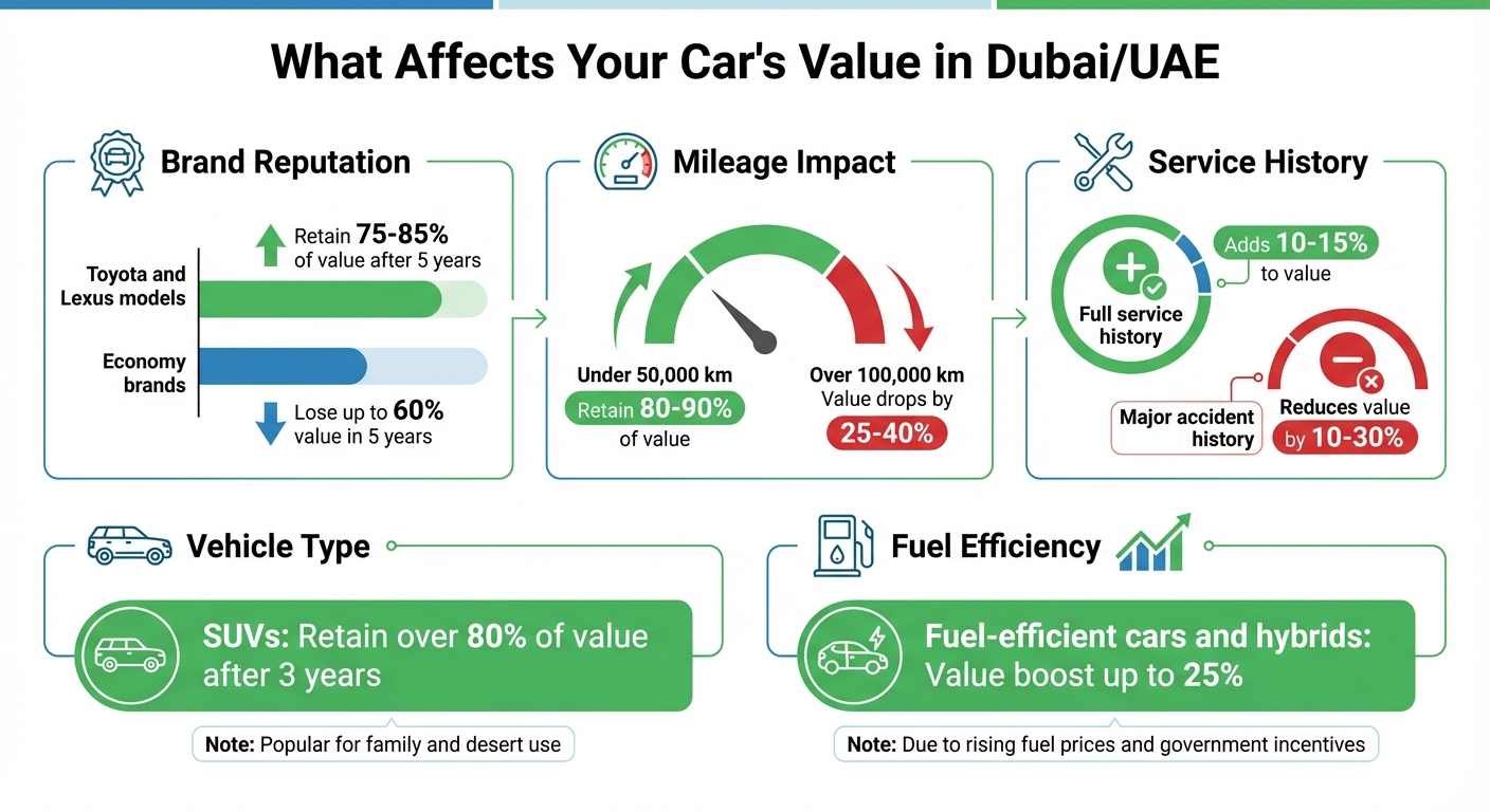 العوامل المؤثرة في قيمة السيارة في دبي الإمارات - نسب الاحتفاظ والتأثير