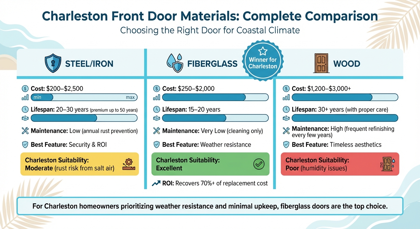 Charleston Front Door Materials Comparison: Cost, Lifespan & Maintenance