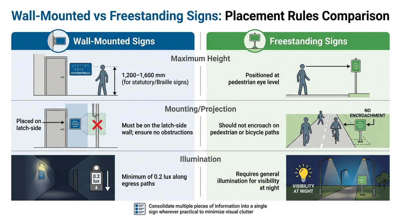 Wall-Mounted vs Freestanding Wayfinding Signs Placement Requirements Australia