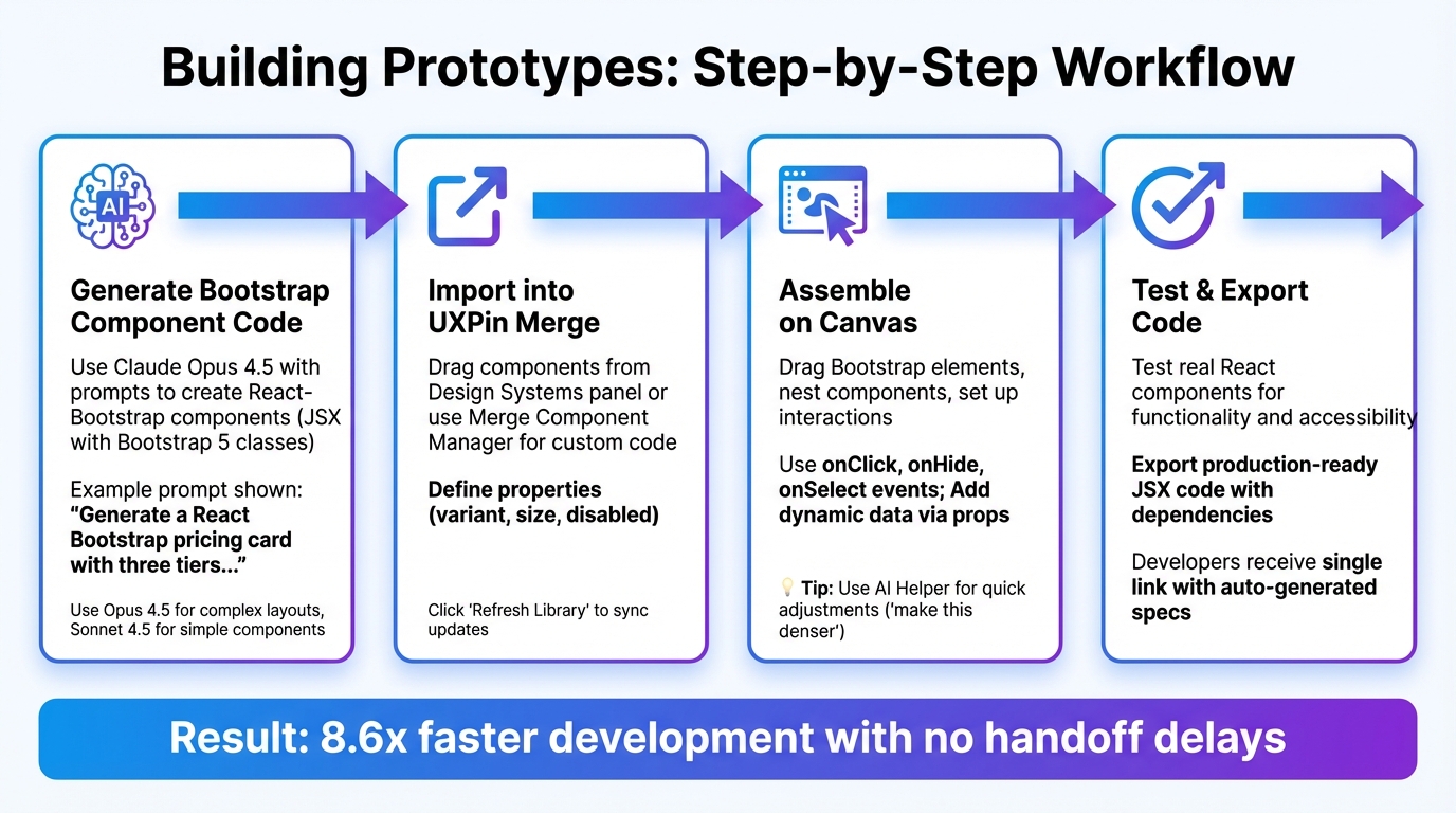 4-Step Workflow for Building Prototypes with Claude Opus 4.5, Bootstrap, and UXPin Merge