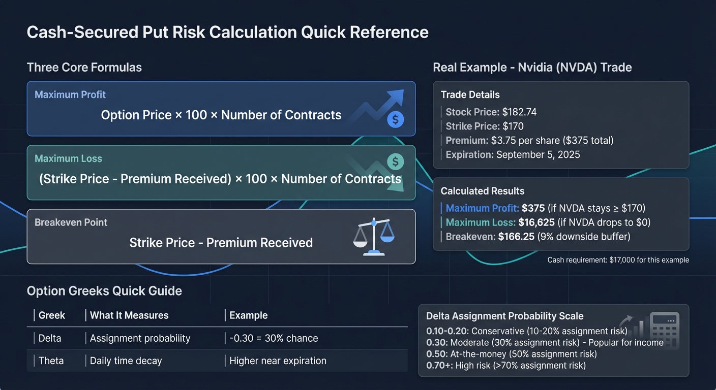 Cash-Secured Put Risk Calculation Formulas and Examples