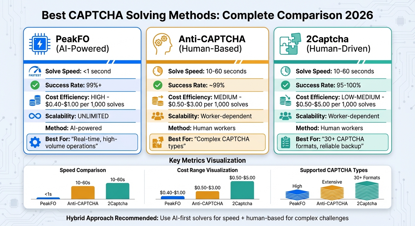 CAPTCHA Solving Services Comparison 2026: Speed, Accuracy, and Cost