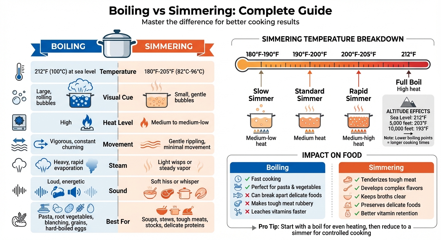 Boiling vs Simmering Temperature Guide and Visual Comparison Chart