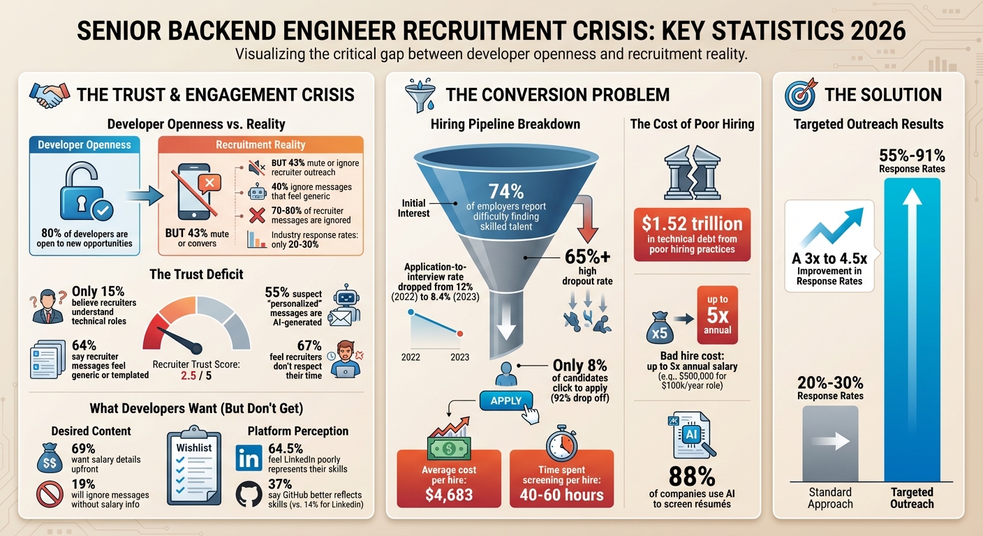 Senior Backend Engineer Recruitment Statistics: Trust Gap and Engagement Crisis in 2026