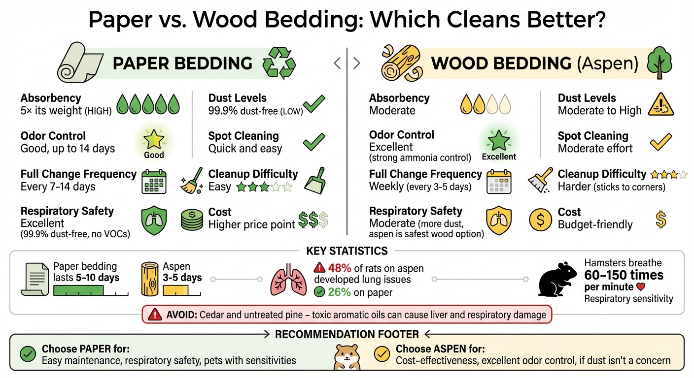 Paper vs Wood Bedding Comparison Chart for Hamsters