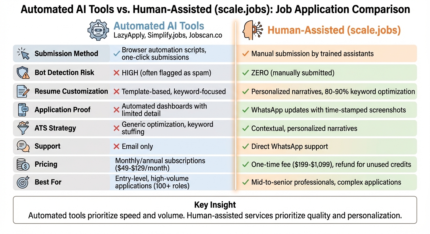 Automated AI Tools vs Human-Assisted Job Application Services Comparison