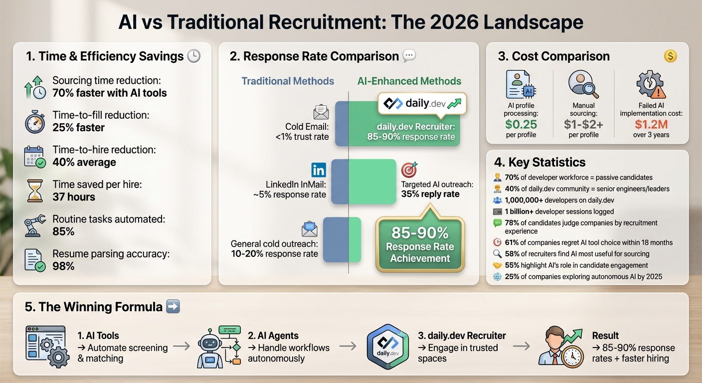 AI Recruitment Tools vs Traditional Methods: Response Rates and Efficiency Comparison 2026