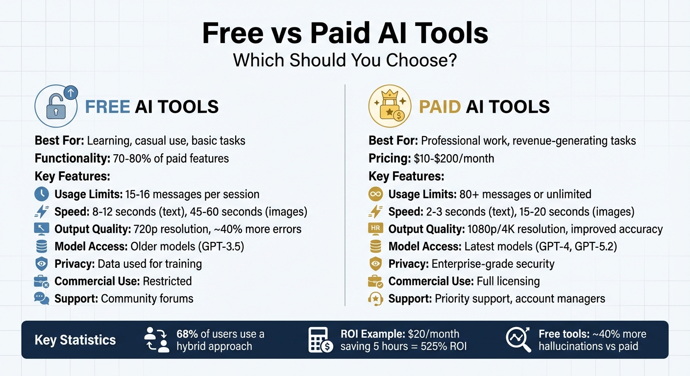 Free vs Paid AI Tools Comparison Chart