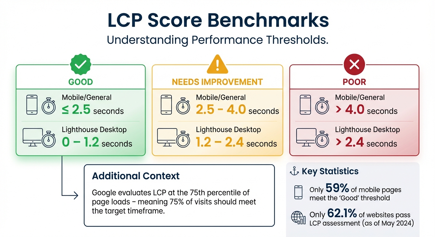 LCP Score Benchmarks: Good vs Needs Improvement vs Poor Performance