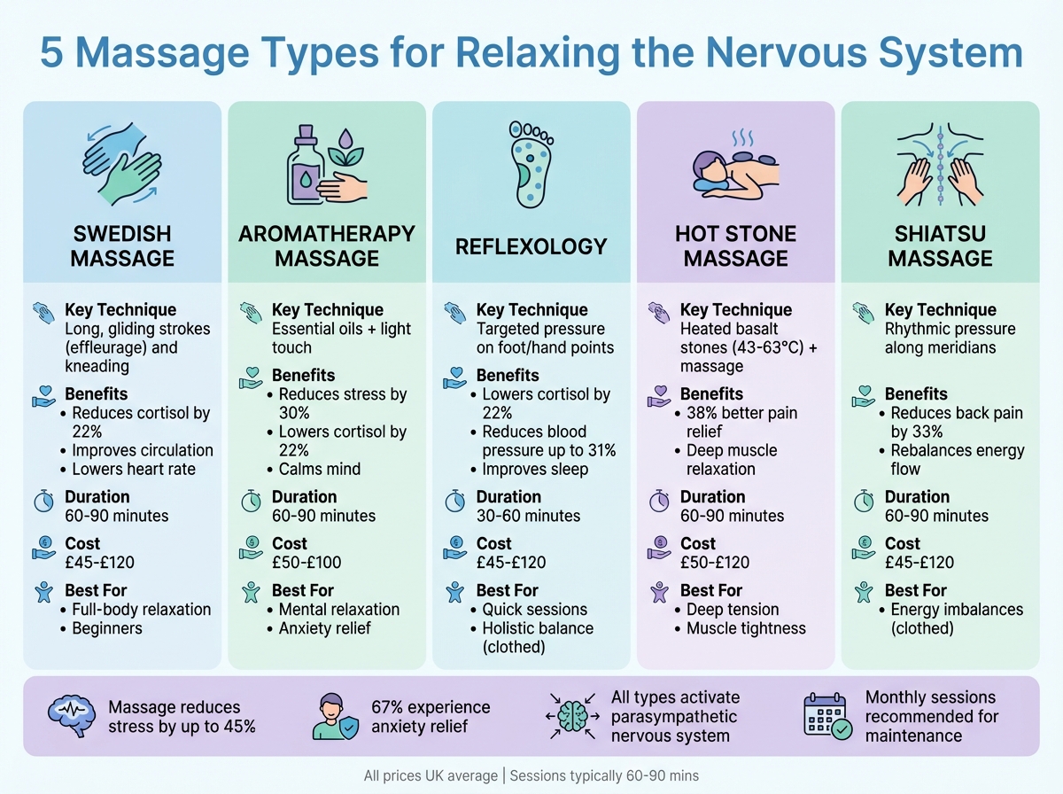 Comparison of 5 Massage Types for Nervous System Relaxation