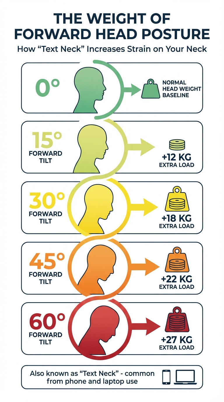 Forward Head Posture Neck Strain: Weight Load by Angle