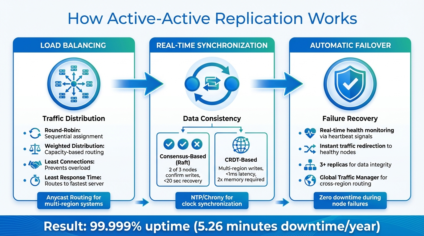 How Active-Active Replication Works: Three Core Mechanisms