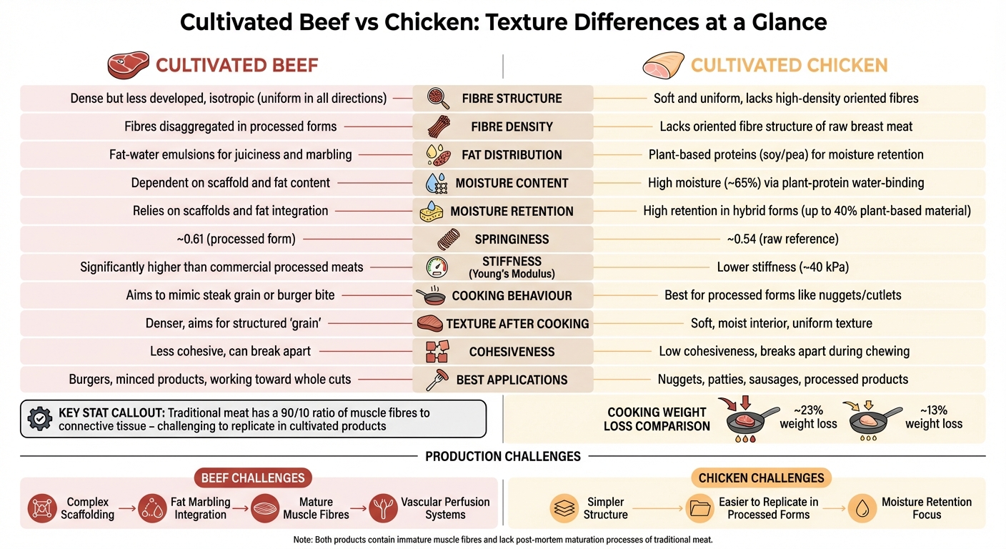 Cultivated Beef vs Chicken Texture Comparison Chart
