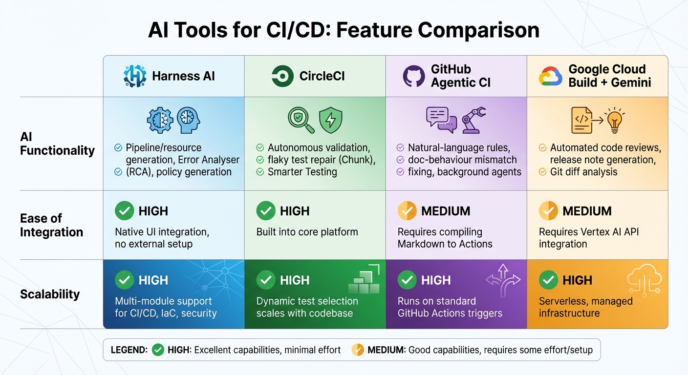 AI-Powered CI/CD Tools Comparison: Features, Integration, and Scalability