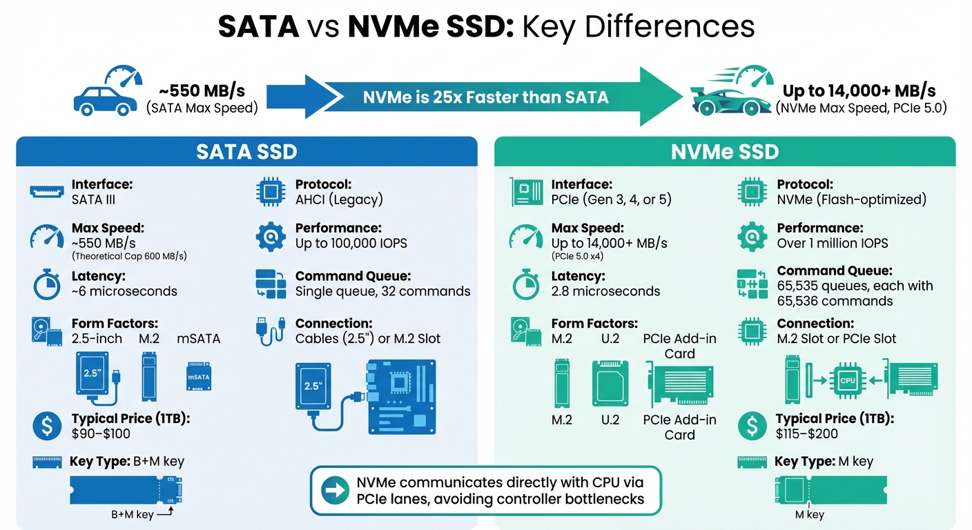 SATA vs NVMe SSD Comparison: Speed, Interface, and Performance Differences