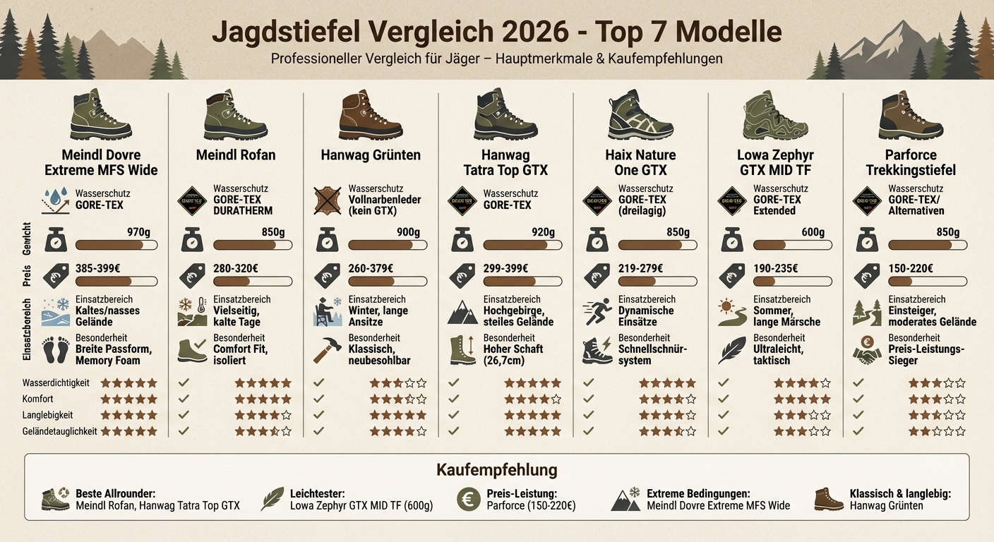 Jagdstiefel Vergleich 2026: Top 7 Modelle für extreme Wetterbedingungen
