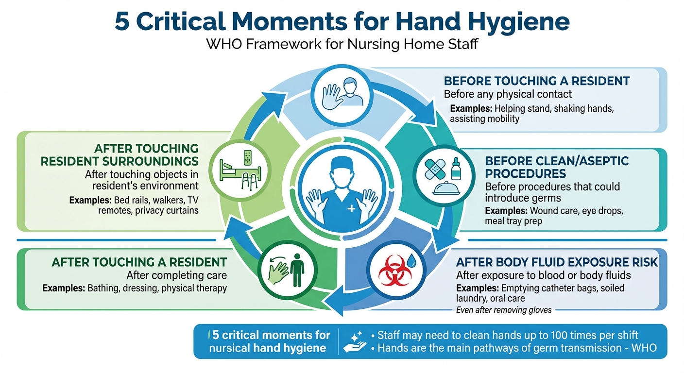 WHO's 5 Critical Moments for Hand Hygiene in Nursing Homes