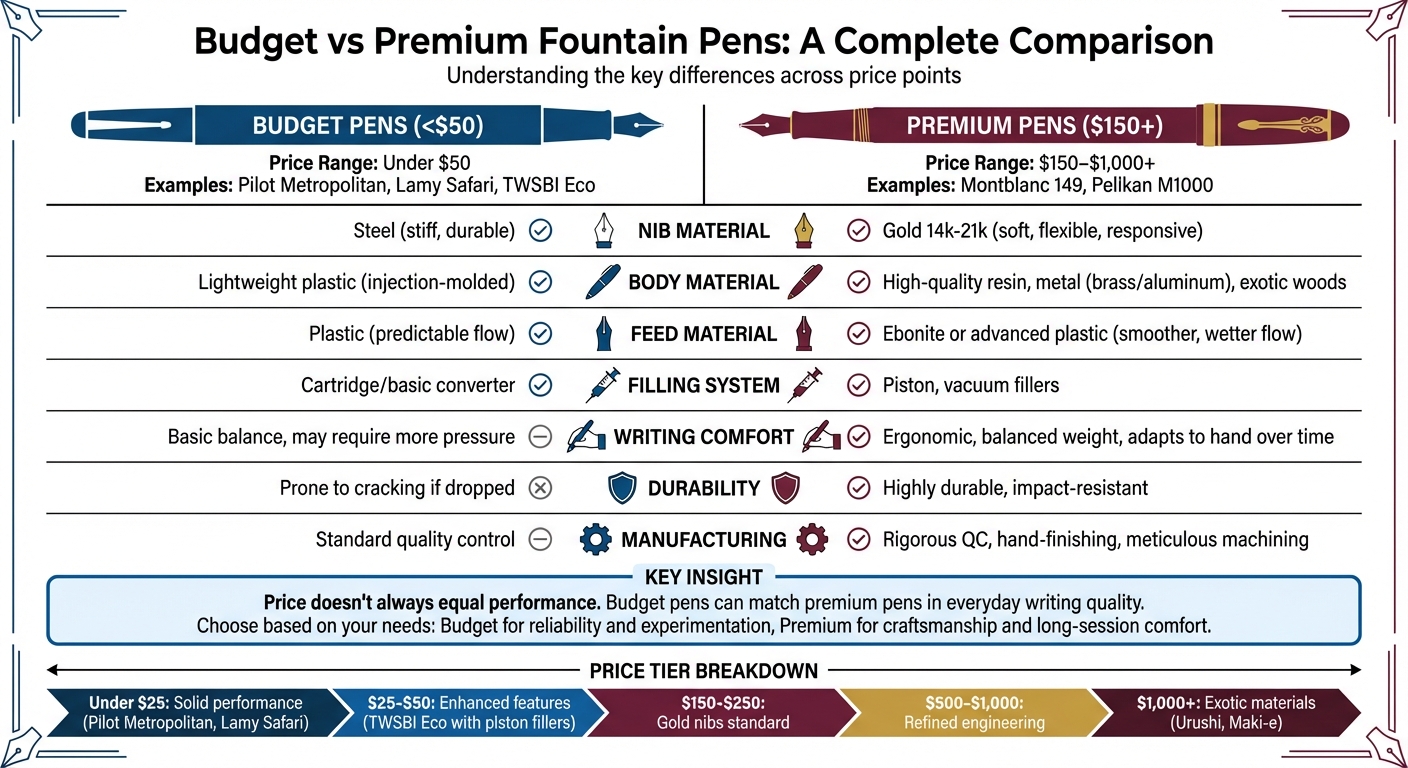 Budget vs Premium Fountain Pens: Complete Feature Comparison