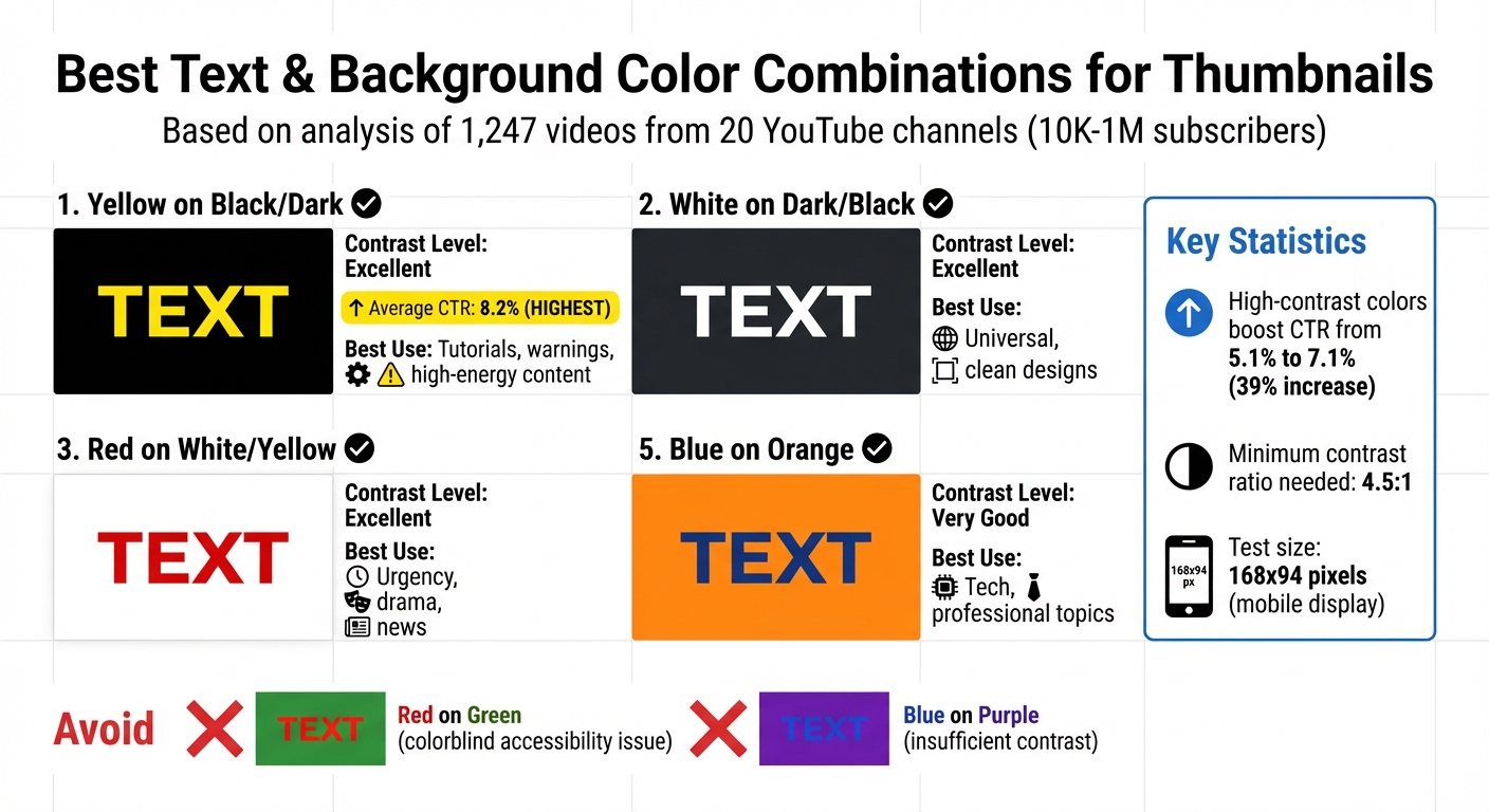 High-Contrast Color Combinations for YouTube Thumbnail Text: CTR Performance Guide
