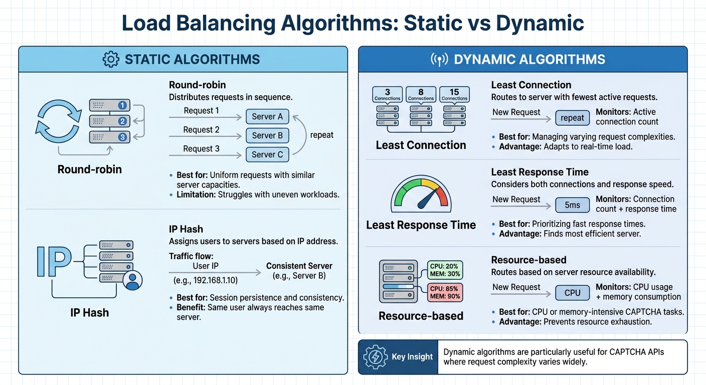 Load Balancing Algorithms Comparison for CAPTCHA APIs