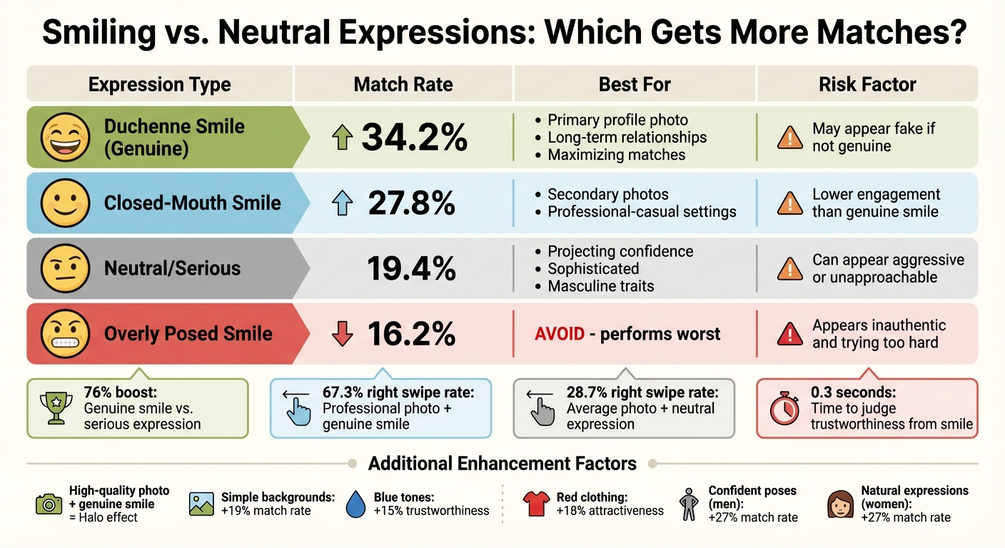 Dating Profile Photo Expression Comparison: Match Rates and Best Use Cases