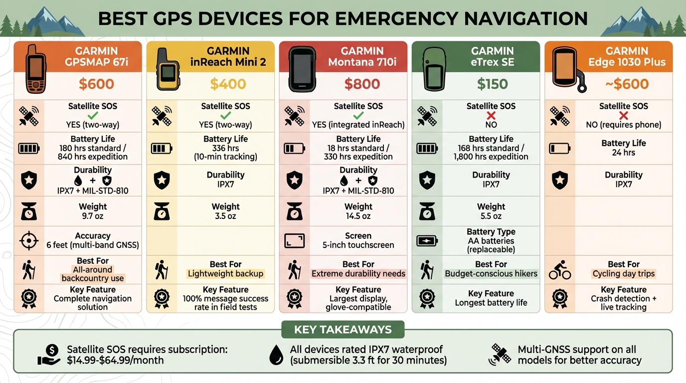 GPS Device Comparison: Features, Battery Life, and Pricing for Emergency Navigation