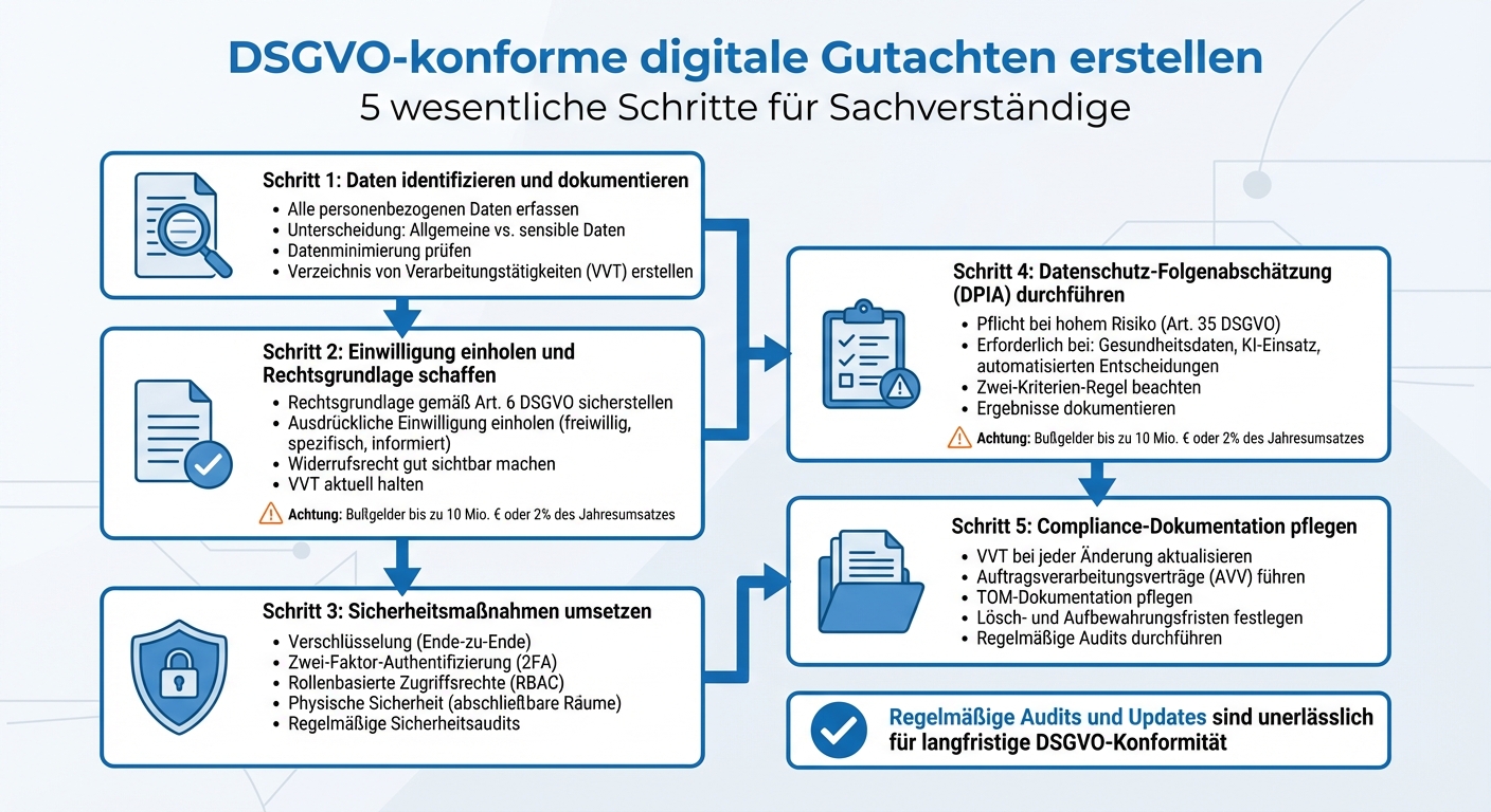 5 Schritte zur DSGVO-konformen Erstellung digitaler Gutachten