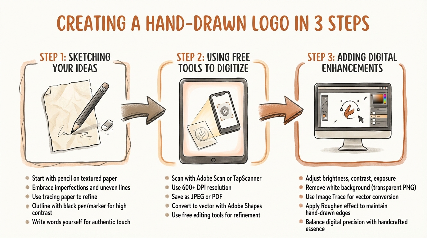 3-Step Process to Create a Hand-Drawn Logo