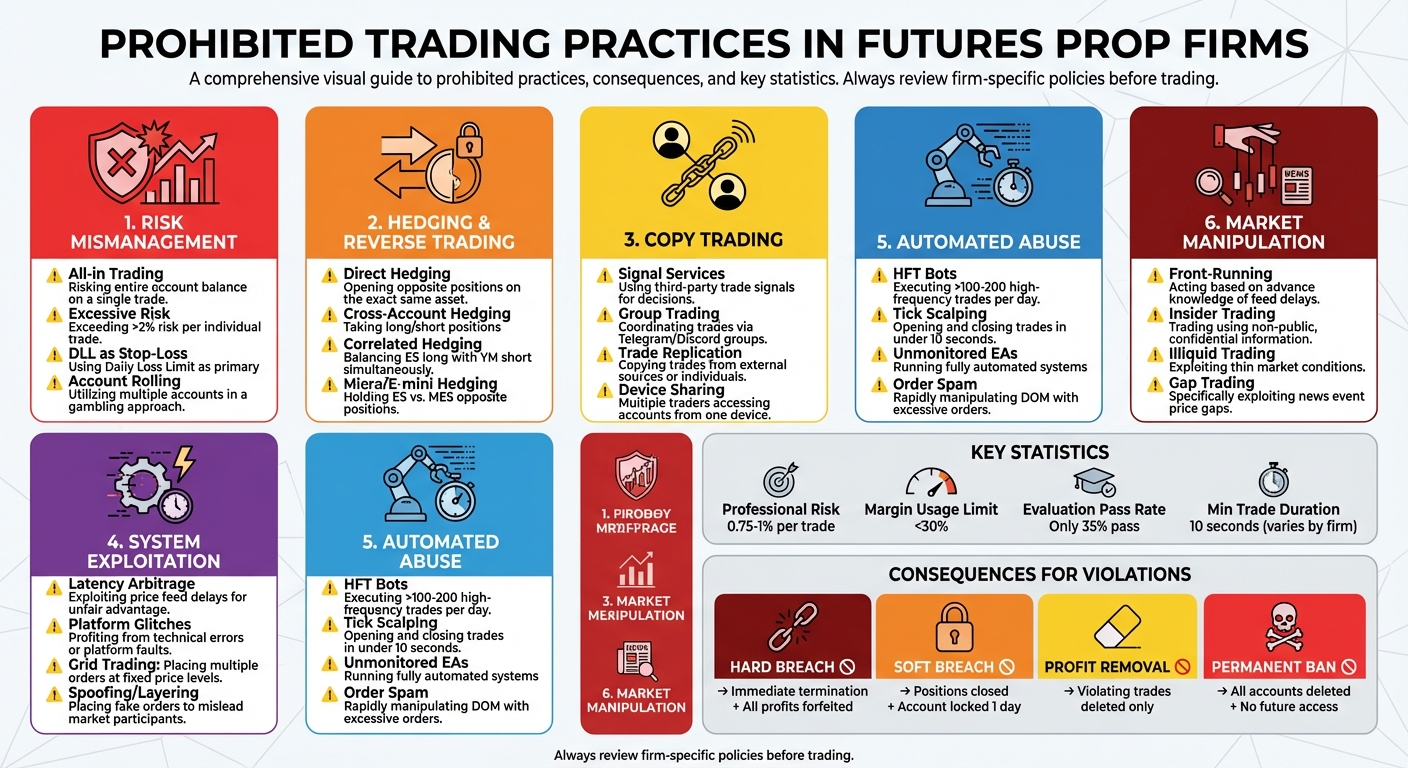 Prohibited Trading Practices in Futures Prop Firms: Complete Violation Guide