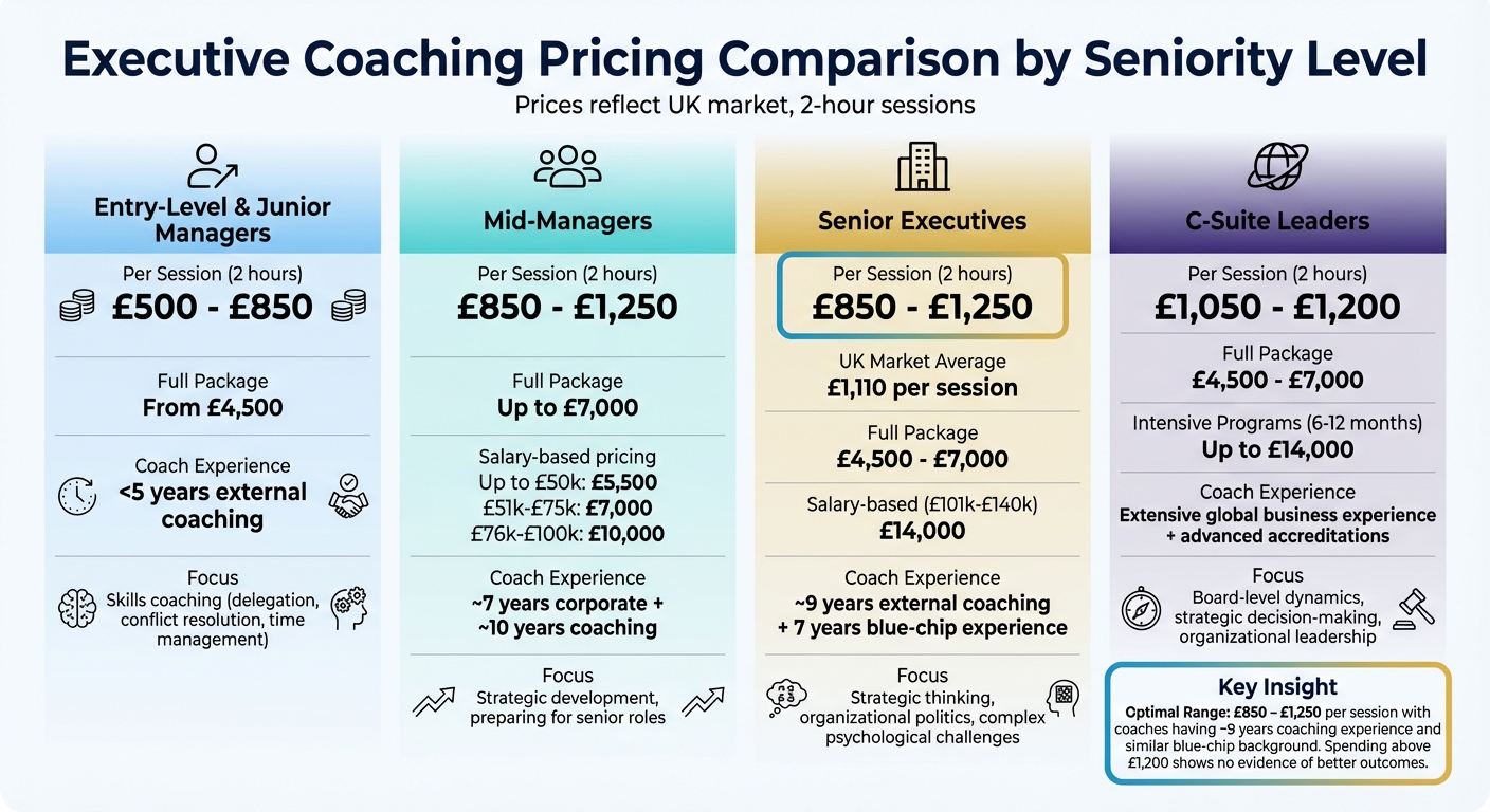 Executive Coaching Prices by Seniority Level in the UK