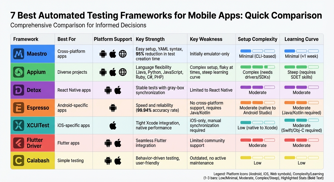 Mobile Testing Frameworks Comparison: Features, Strengths and Weaknesses