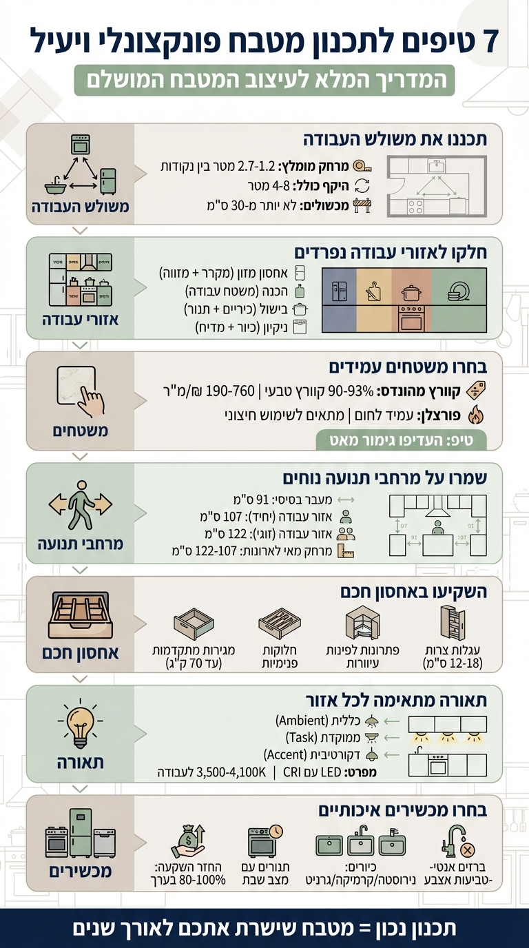 7 טיפים לתכנון מטבח פונקציונלי ויעיל - מדריך מהיר