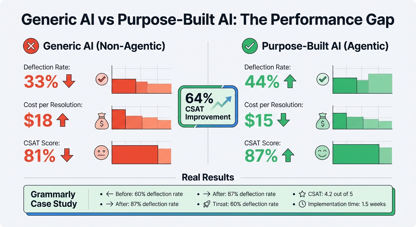 Generic AI vs Purpose-Built AI in Customer Support: Performance Comparison