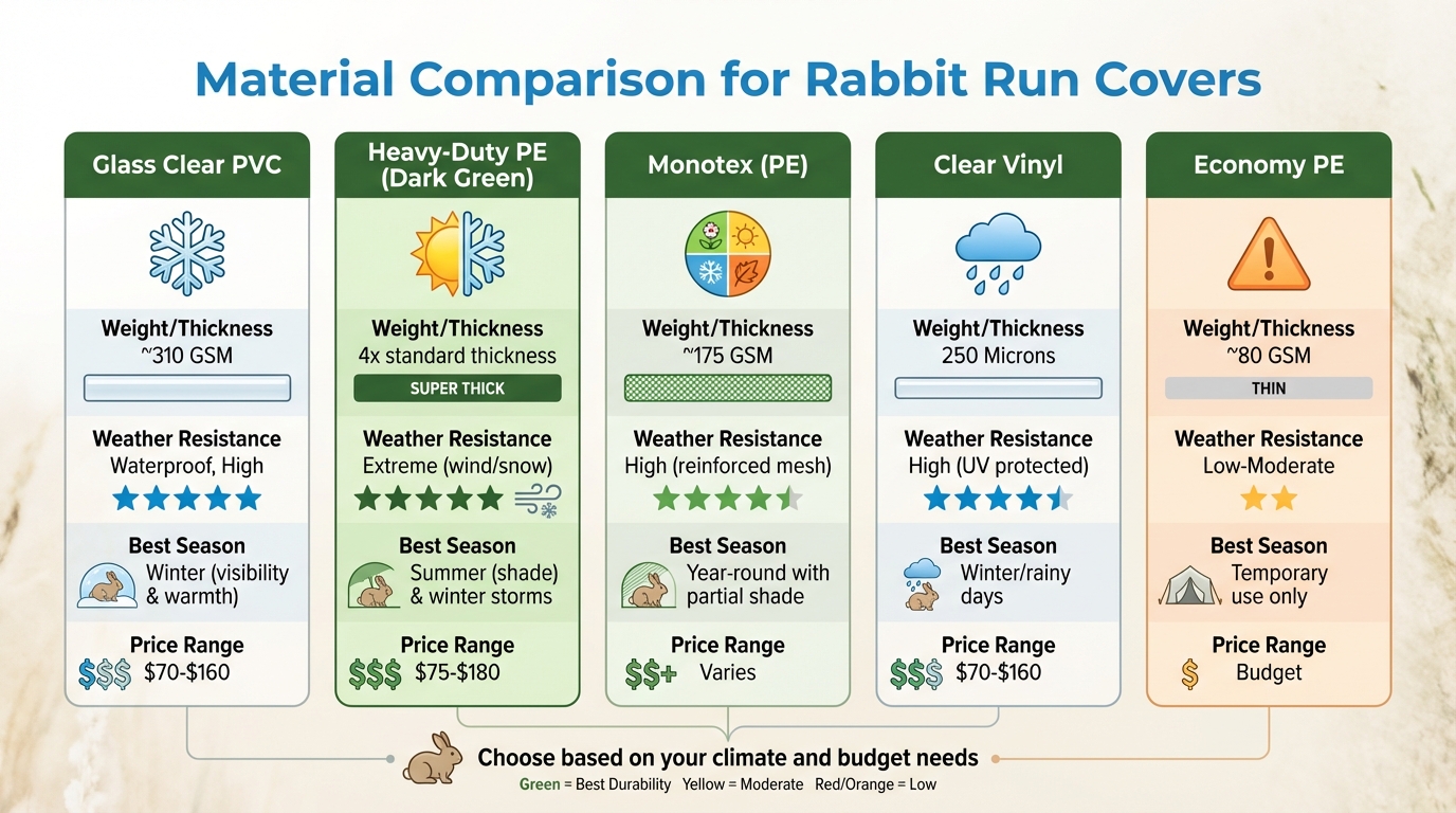 Rabbit Run Cover Materials Comparison: Weight, Weather Resistance, and Best Season