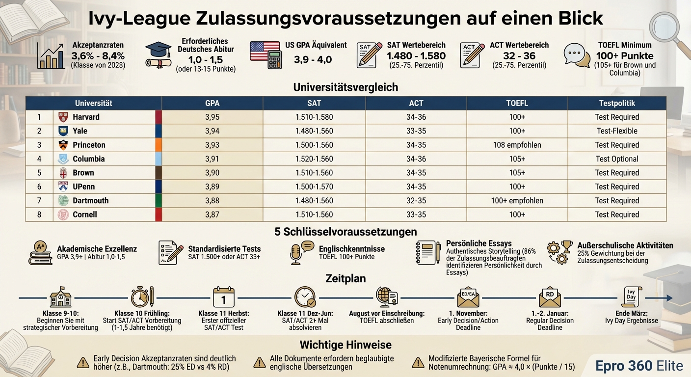 Ivy League Admission Requirements Comparison for German Applicants