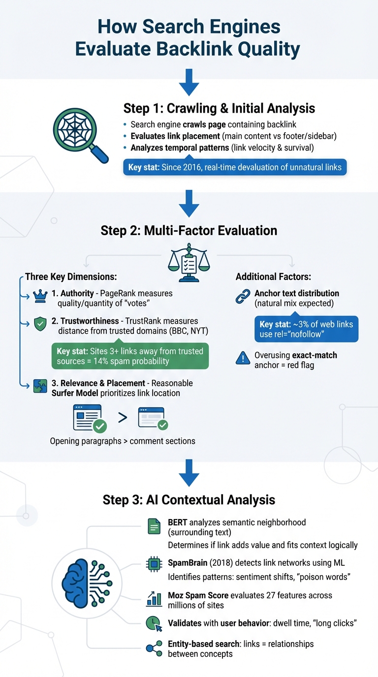 How Search Engines Evaluate Backlink Quality: 3-Step Algorithmic Process