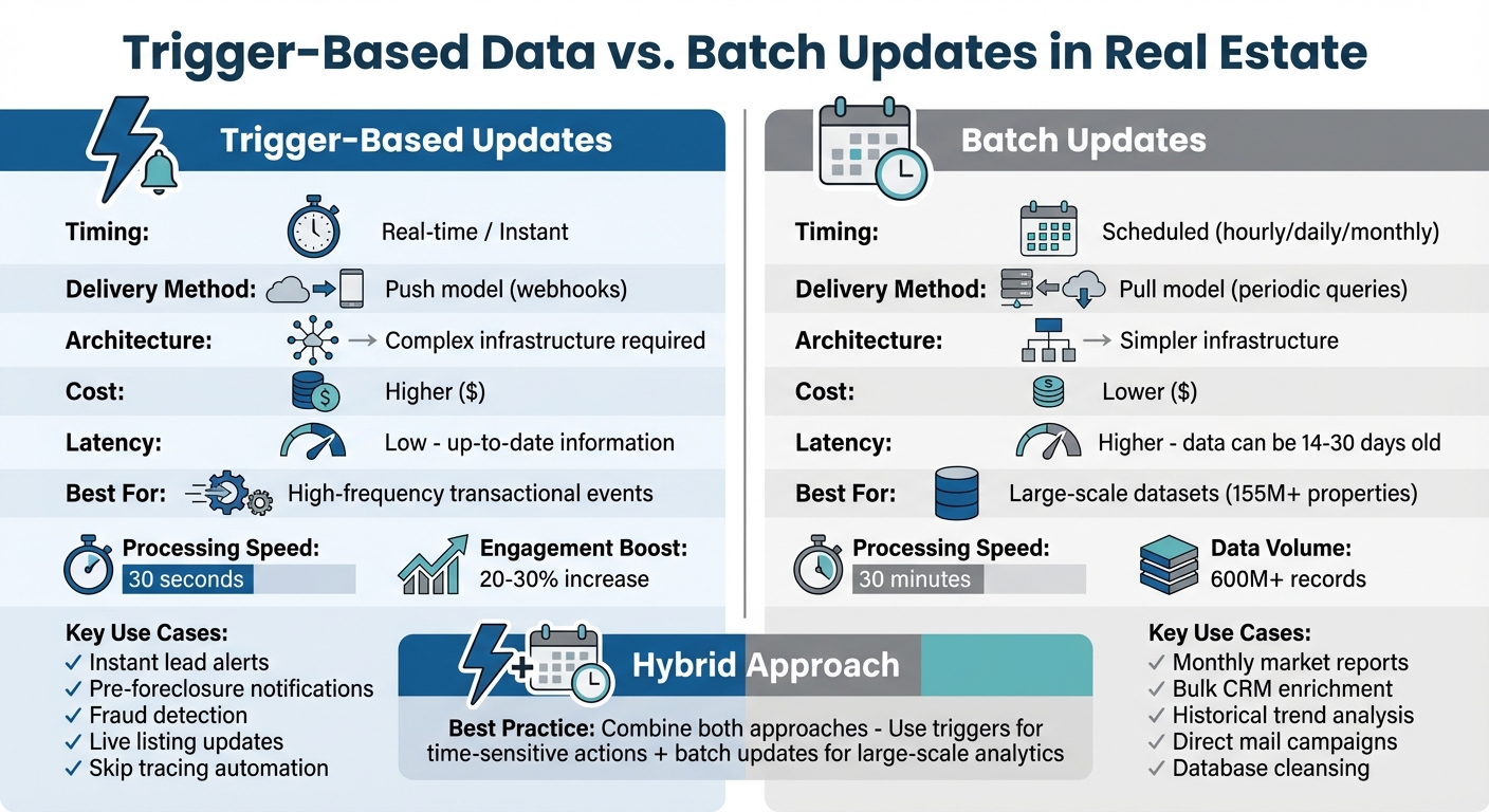 Trigger-Based vs Batch Updates in Real Estate: Complete Comparison