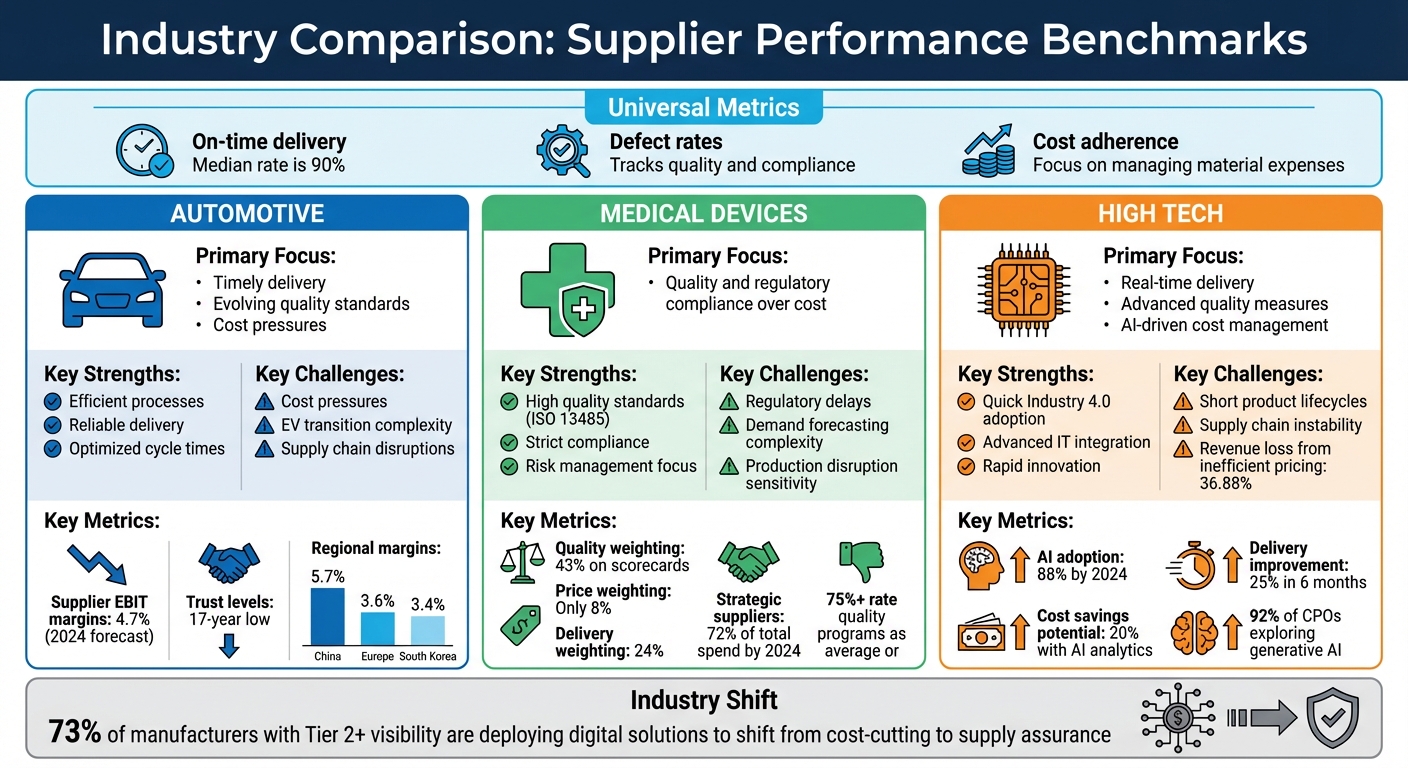 Supplier Performance Benchmarks Across Automotive, Medical Devices, and High Tech Industries