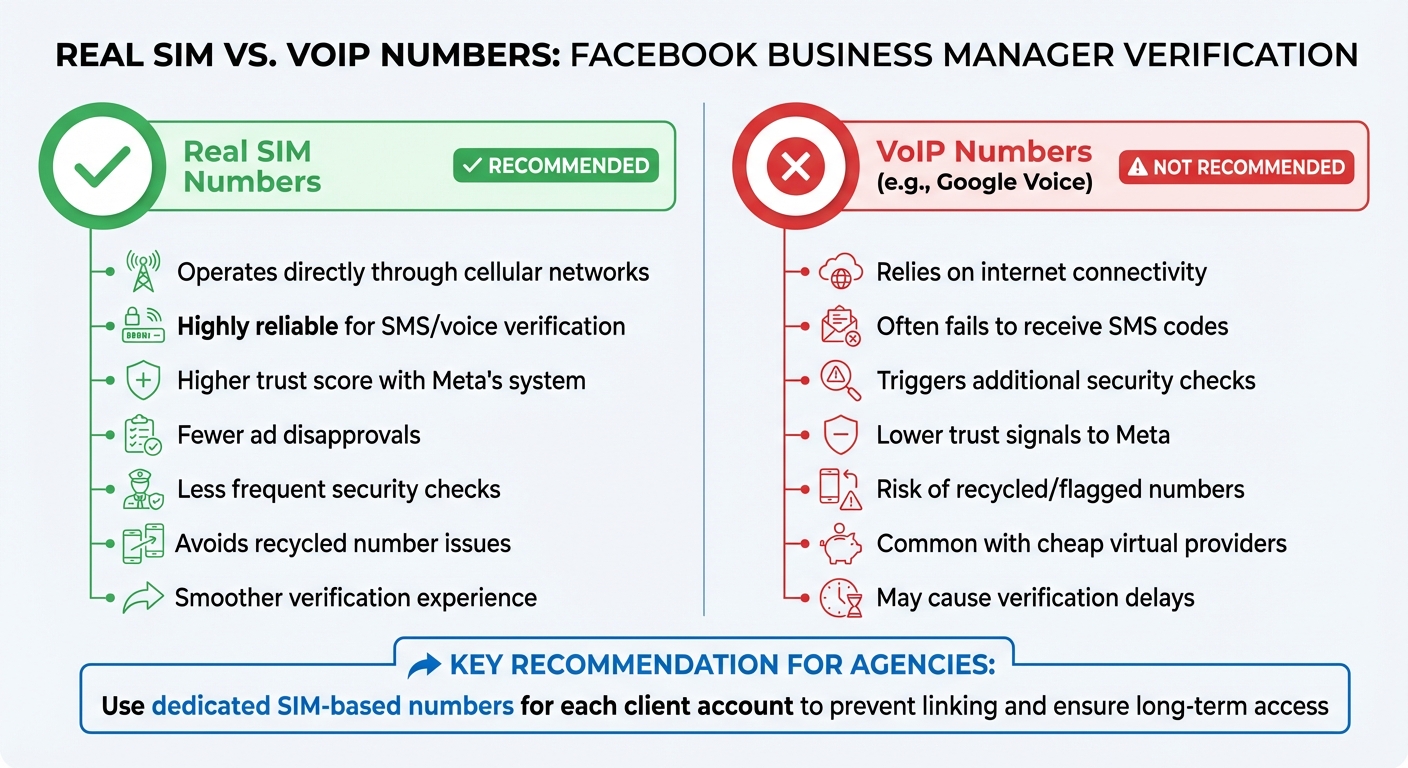 Phone Numbers for Facebook Business Manager & Ads Account Verification 4 Real SIM vs VoIP Numbers for Facebook Business Manager Verification