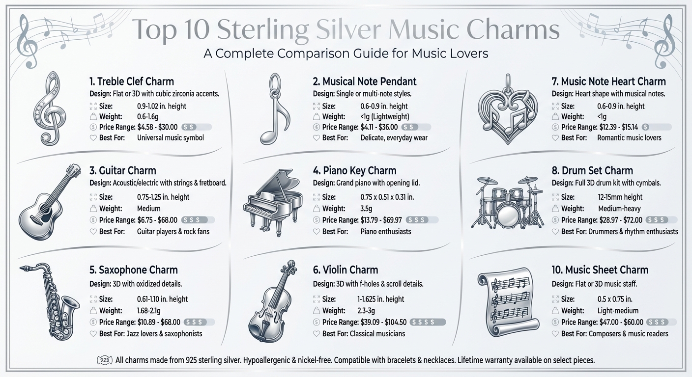 Top 10 Sterling Silver Music Charms Comparison Guide