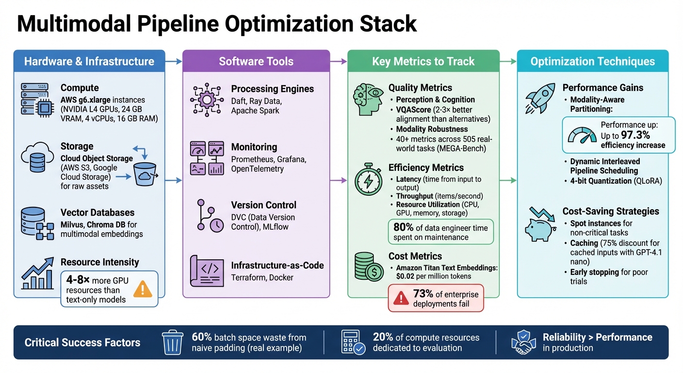 Multimodal Pipeline Optimization Stack: Hardware, Software, and Key Metrics Comparison
