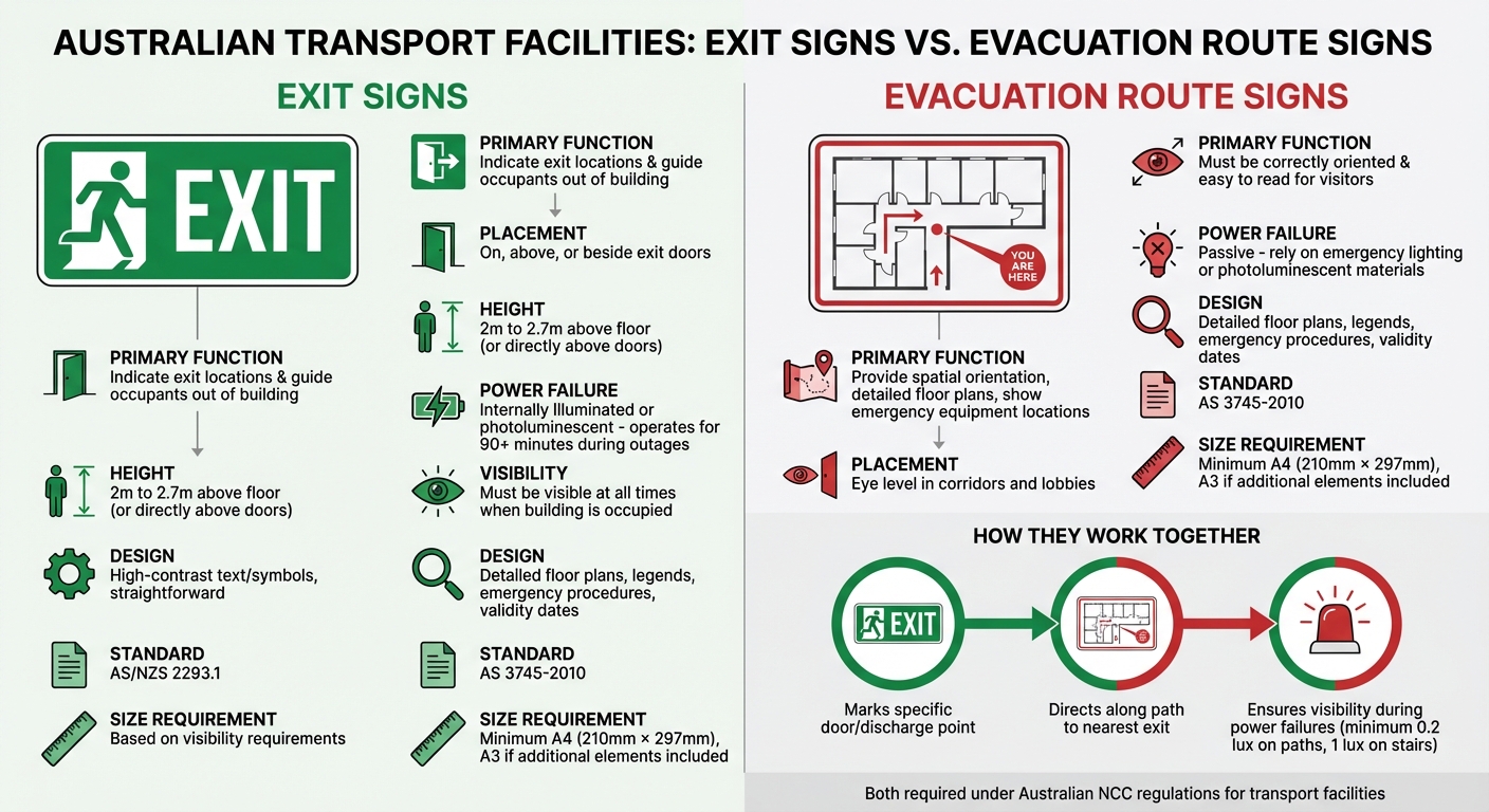 Exit Signs vs Evacuation Route Signs: Key Differences Comparison
