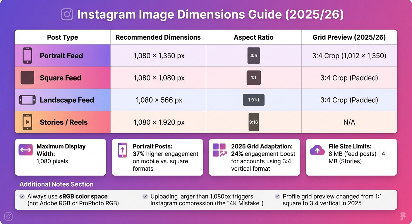 Instagram Image Dimensions and Aspect Ratios Guide 2025
