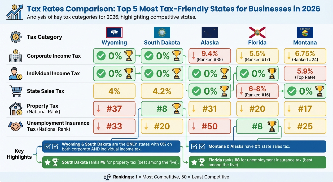 Tax Rates Comparison: Top 5 Most Tax-Friendly States for Businesses in 2026