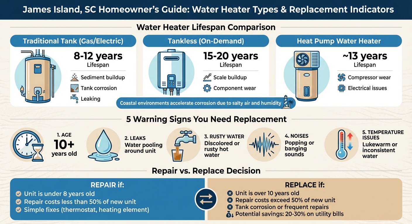 Water Heater Lifespan and Replacement Signs Comparison Chart