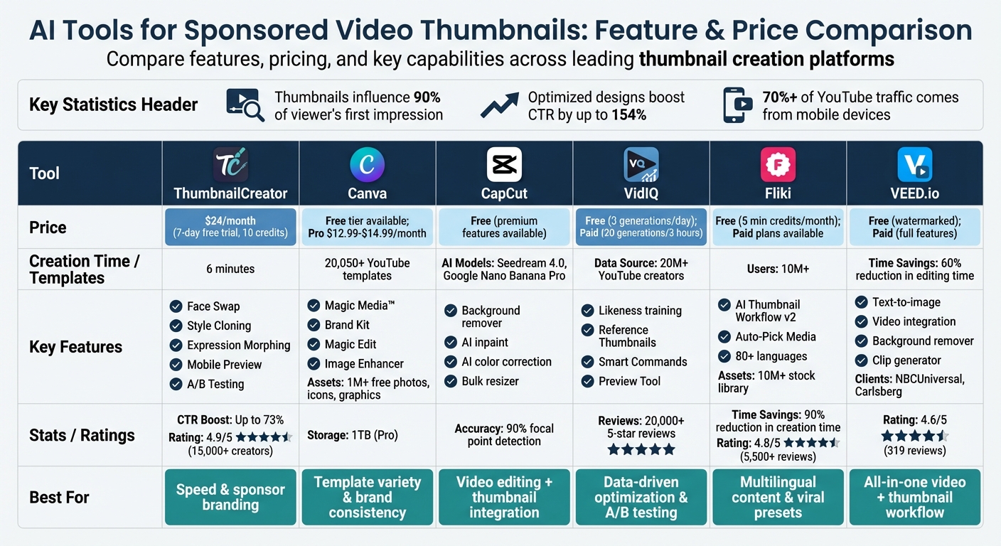 AI Thumbnail Tools Comparison: Features and Pricing