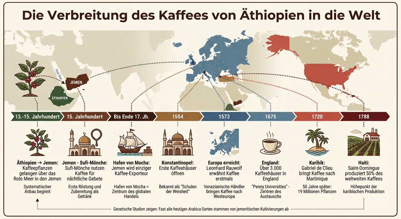 Die globale Verbreitung des Kaffees von Äthiopien in die Welt